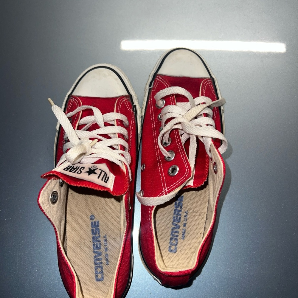 Converse Red Low Sneakers with White Laces size 4.5 made in USA vintage
